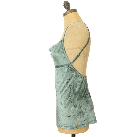 Free People All Night Velvet Tunic Size XS Cami Top Evergreen Open Back NWT B54 - Picture 5 of 6